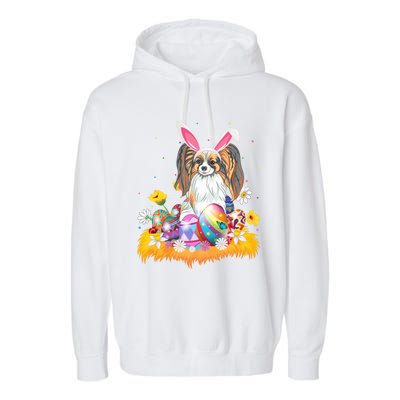 Funny Easter Egg Lover Papillon Dog Easter Sunday Gift Garment-Dyed Fleece Hoodie