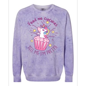 Feed Me Cupcakes Tell Me I'm Pretty Colorblast Crewneck Sweatshirt