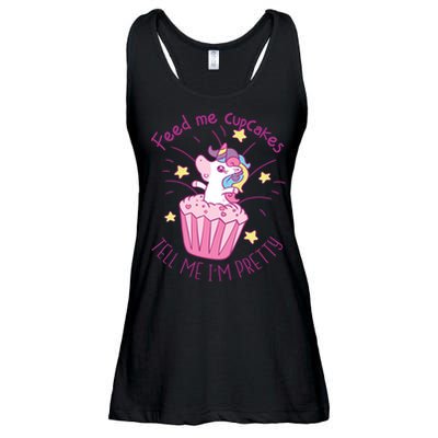 Feed Me Cupcakes Tell Me I'm Pretty Ladies Essential Flowy Tank
