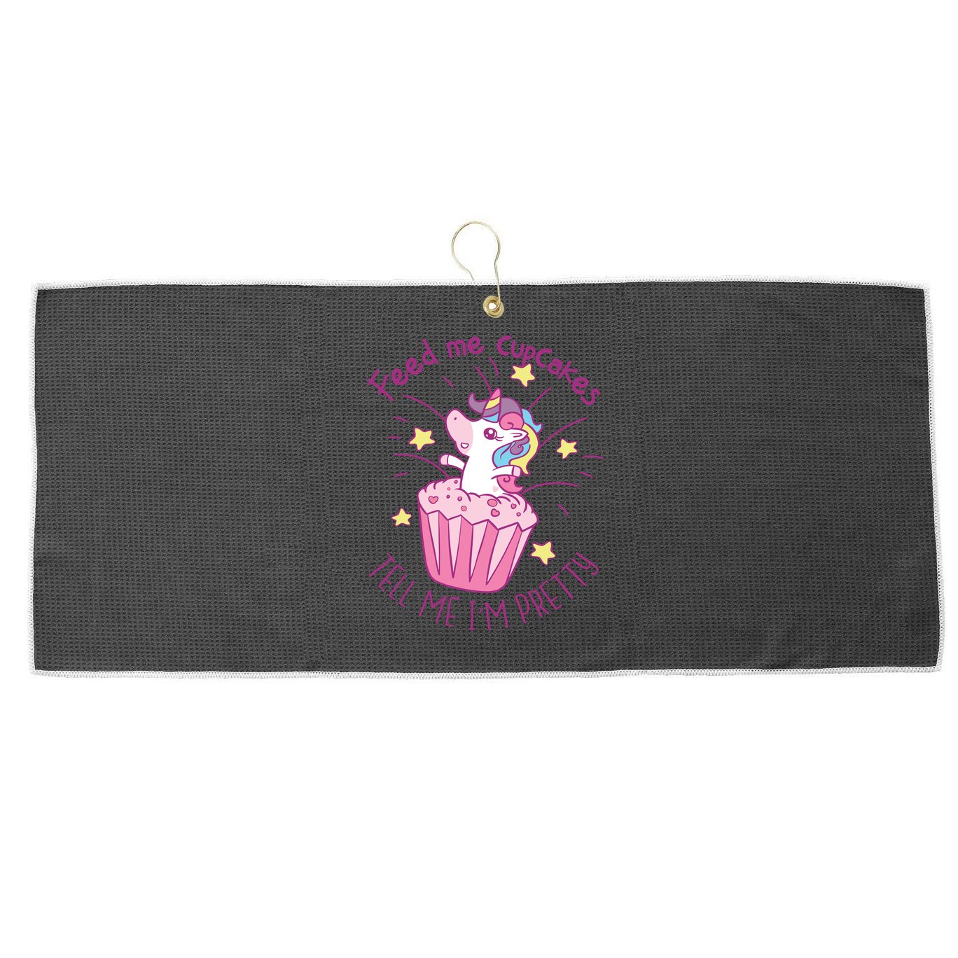 Feed Me Cupcakes Tell Me I'm Pretty Large Microfiber Waffle Golf Towel