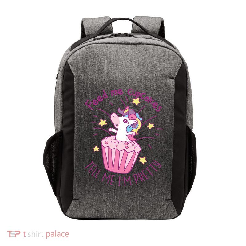 Feed Me Cupcakes Tell Me I'm Pretty Vector Backpack
