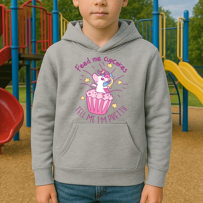Feed Me Cupcakes Tell Me I'm Pretty Kids Hoodie