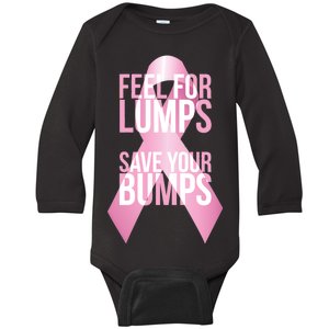 Feel For Lumps, Save Your Bumps - Breast Cancer Awareness Baby Long Sleeve Bodysuit