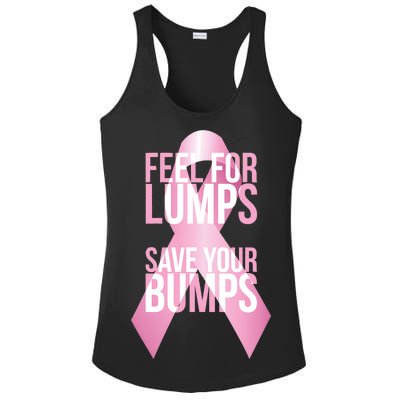 Feel For Lumps, Save Your Bumps - Breast Cancer Awareness Ladies PosiCharge Competitor Racerback Tank