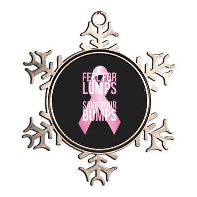 Feel For Lumps, Save Your Bumps - Breast Cancer Awareness Metallic Star Ornament