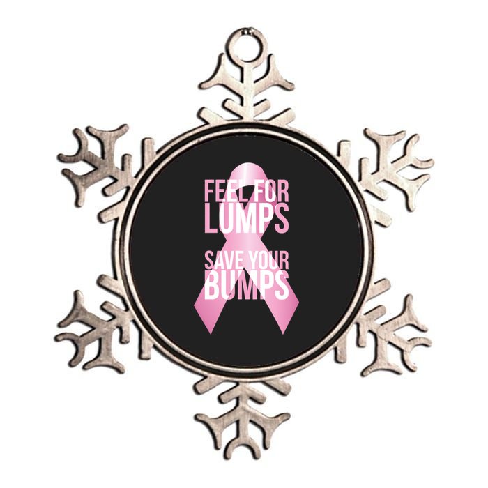 Feel For Lumps, Save Your Bumps - Breast Cancer Awareness Metallic Star Ornament