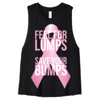 Feel For Lumps, Save Your Bumps - Breast Cancer Awareness Women's Racerback Cropped Tank