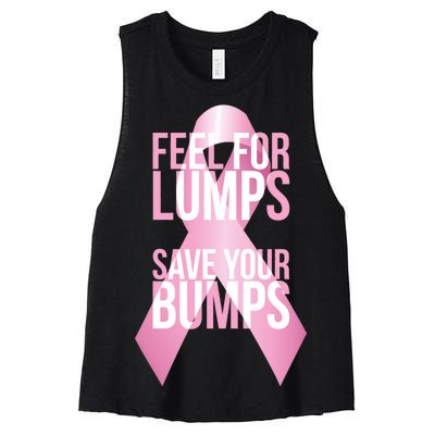 Feel For Lumps, Save Your Bumps - Breast Cancer Awareness Women's Racerback Cropped Tank