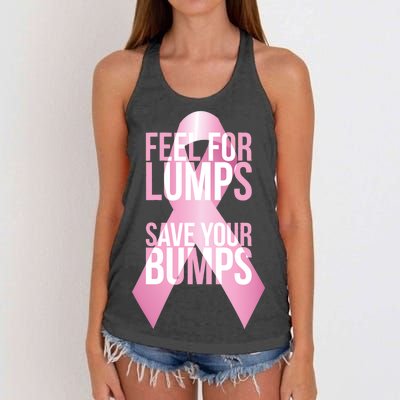 Feel For Lumps, Save Your Bumps - Breast Cancer Awareness Women's Knotted Racerback Tank