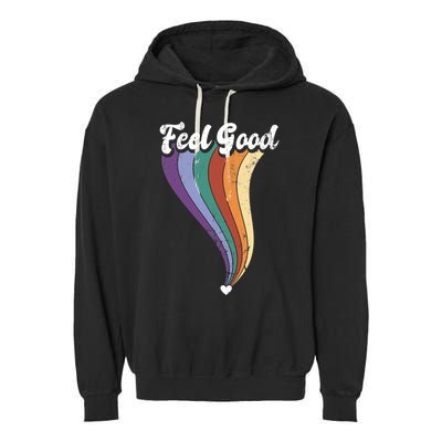 Feel Good Retro Vintage Rainbow Garment-Dyed Fleece Hoodie