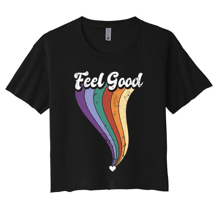 Feel Good Retro Vintage Rainbow Crop Top