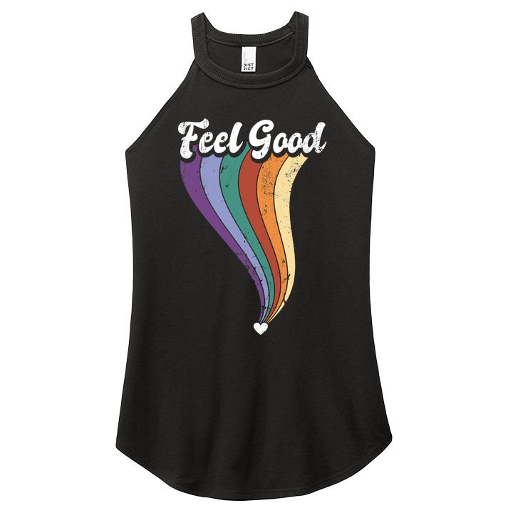 Feel Good Retro Vintage Rainbow Women's Perfect Tri Rocker Tank
