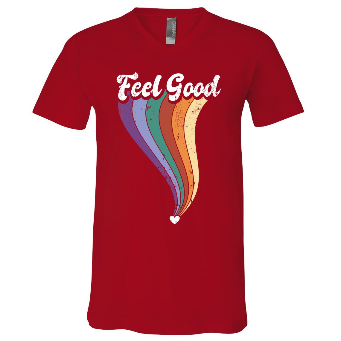 Feel Good Retro Vintage Rainbow V-Neck T-Shirt