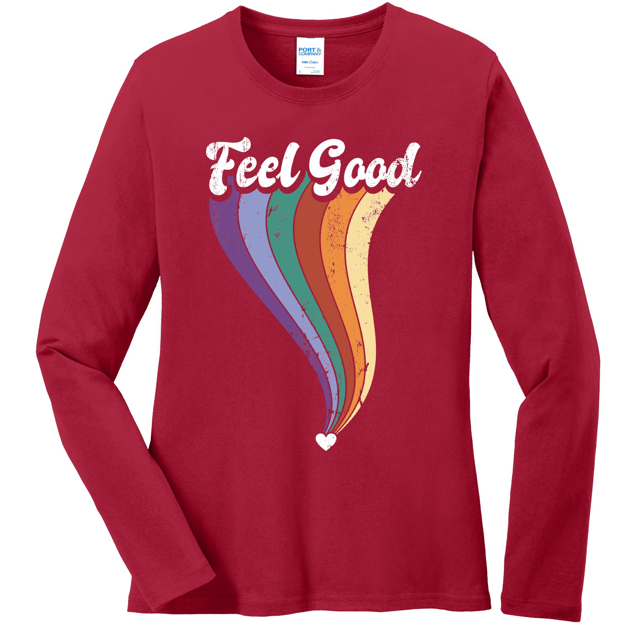 Feel Good Retro Vintage Rainbow Ladies Long Sleeve Shirt