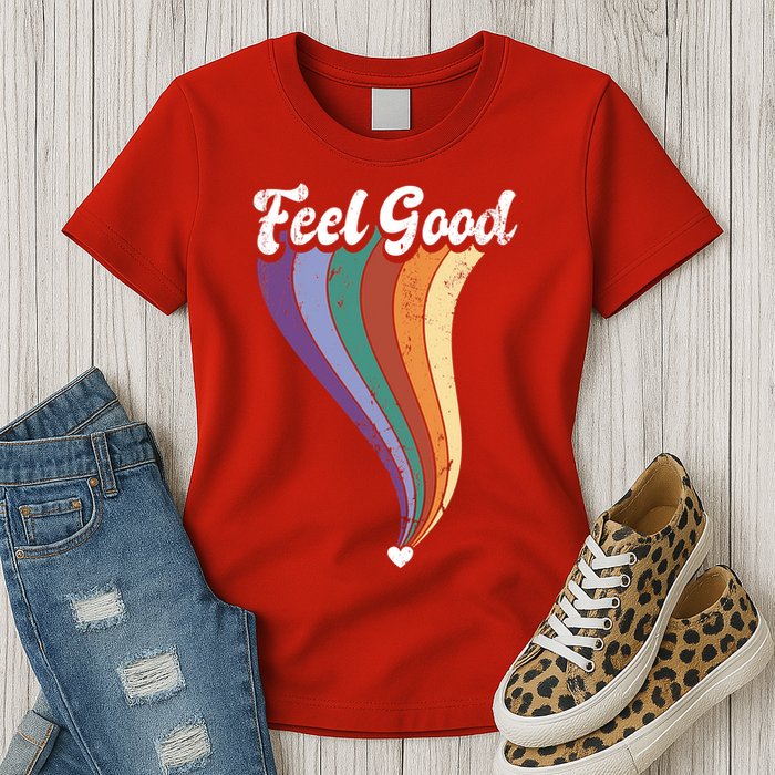 Feel Good Retro Vintage Rainbow Womens T-Shirt