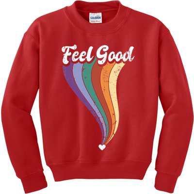 Feel Good Retro Vintage Rainbow Kids Sweatshirt
