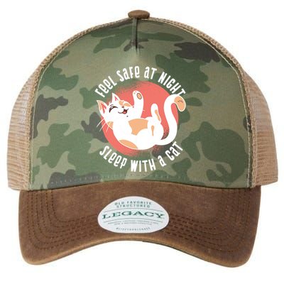 Feel Safe At Night Sleep With A Cat Legacy Tie Dye Trucker Hat