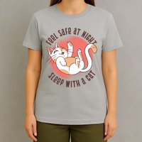 Feel Safe At Night Sleep With A Cat T-Shirt