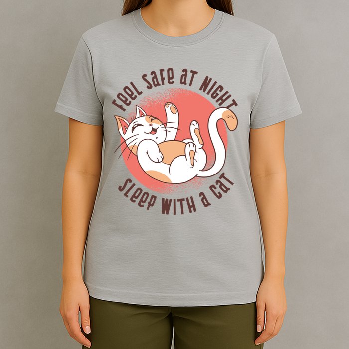 Feel Safe At Night Sleep With A Cat T-Shirt