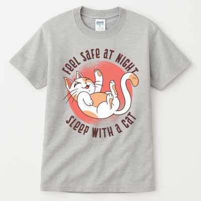Feel Safe At Night Sleep With A Cat Tall T-Shirt