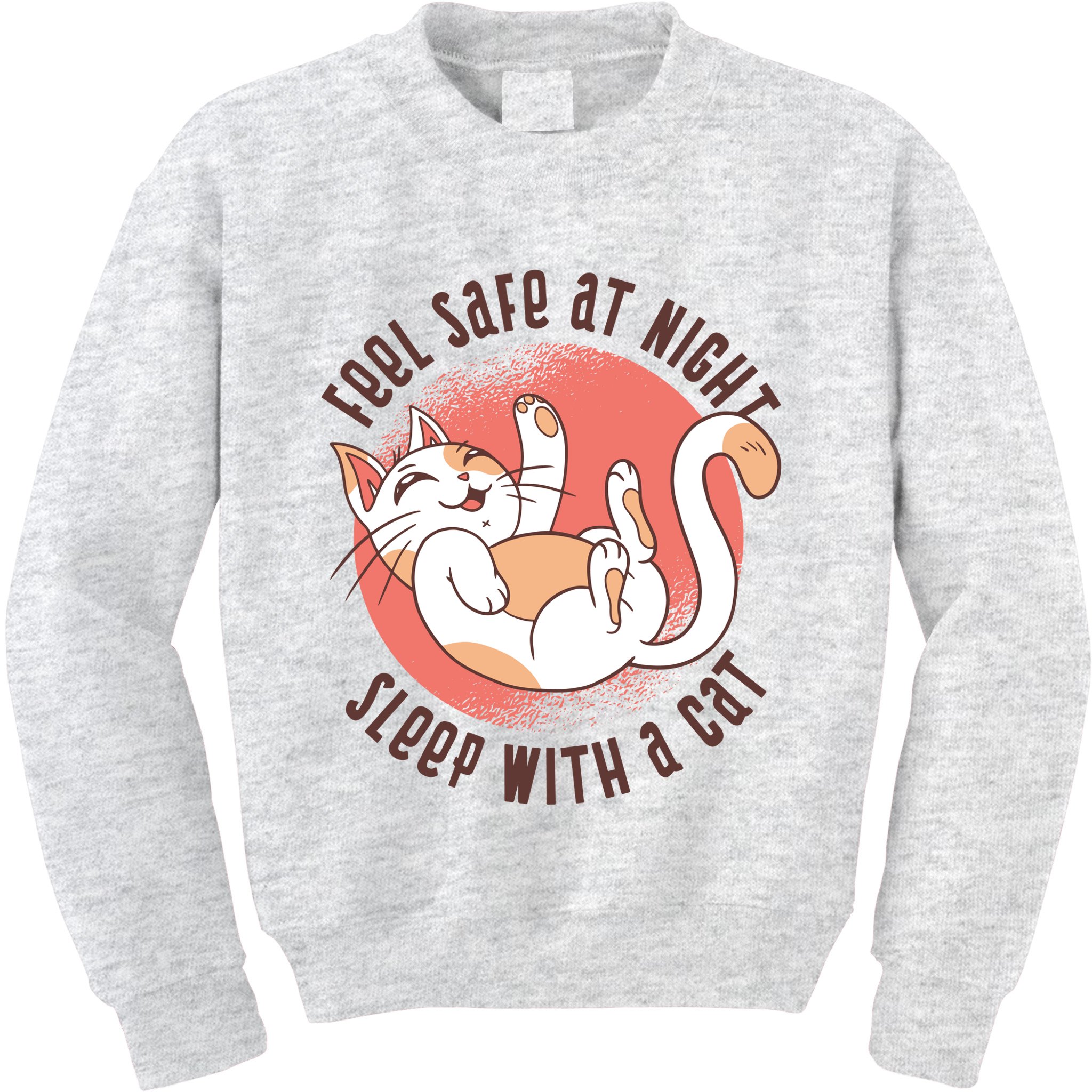 Feel Safe At Night Sleep With A Cat Kids Sweatshirt