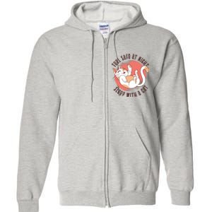 Feel Safe At Night Sleep With A Cat Full Zip Hoodie