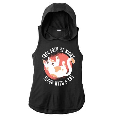 Feel Safe At Night Sleep With A Cat Ladies PosiCharge Tri-Blend Wicking Draft Hoodie Tank