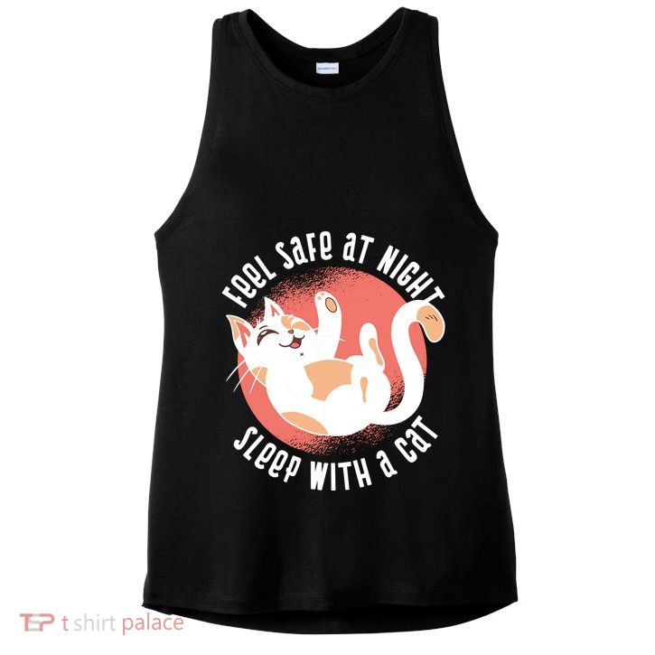 Feel Safe At Night Sleep With A Cat Ladies PosiCharge Tri-Blend Wicking Tank