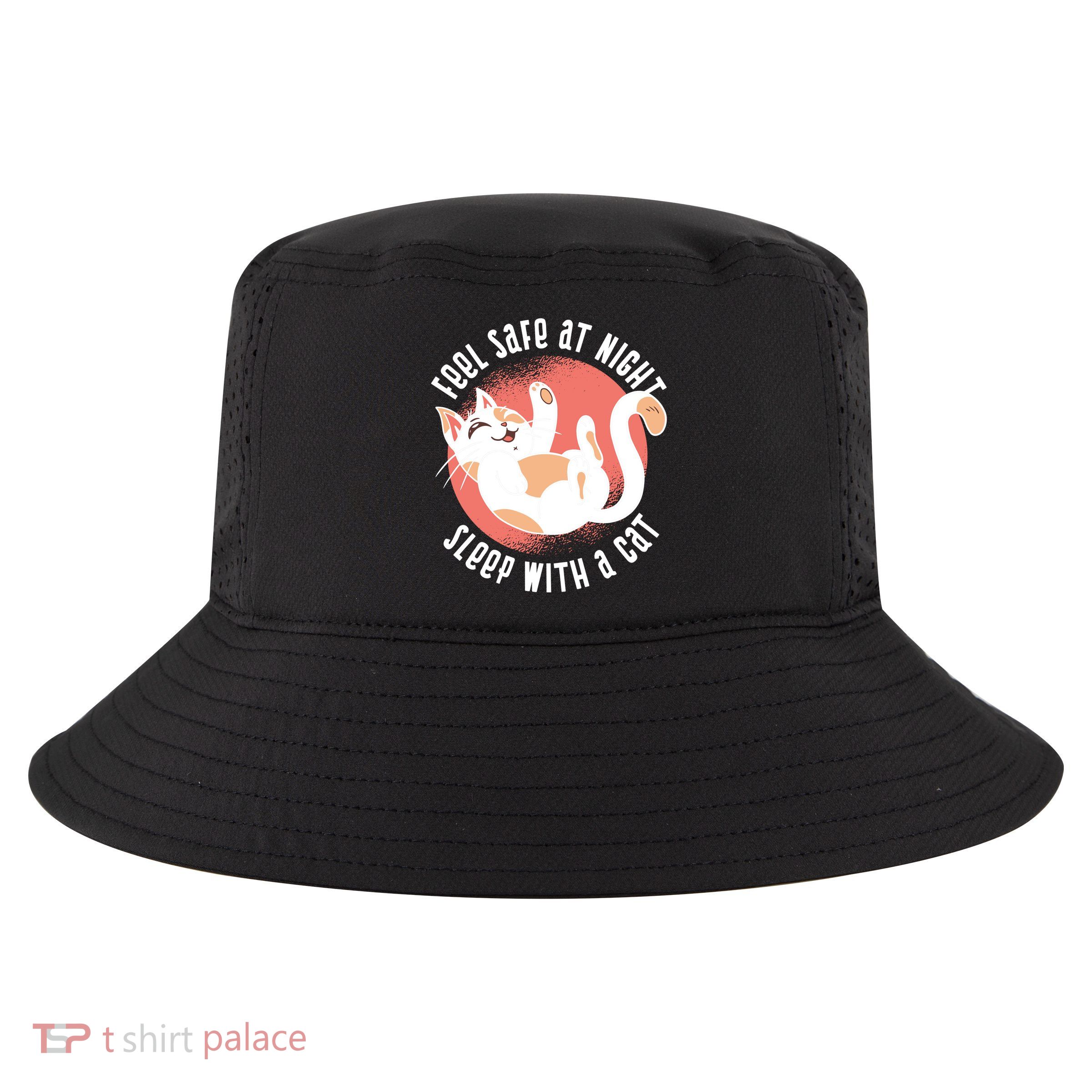 Feel Safe At Night Sleep With A Cat Cool Comfort Performance Bucket Hat