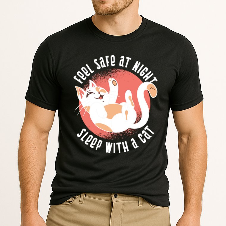 Feel Safe At Night Sleep With A Cat Performance Shirt