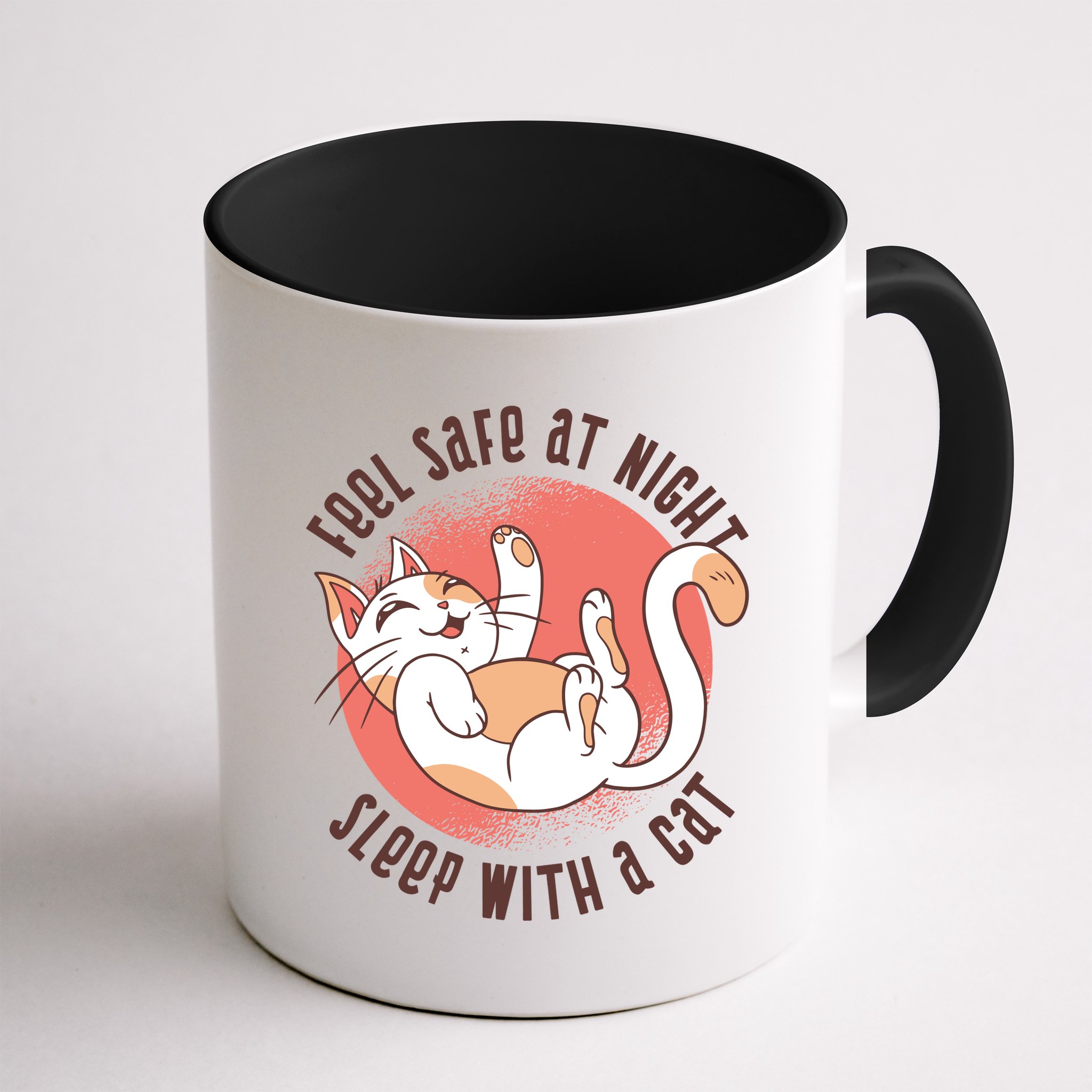 Feel Safe At Night Sleep With A Cat Mug