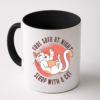 Feel Safe At Night Sleep With A Cat Mug