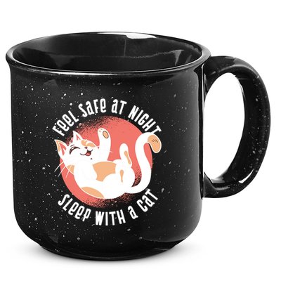 Feel Safe At Night Sleep With A Cat 15oz Campfire Ceramic Mug