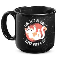 Feel Safe At Night Sleep With A Cat 15oz Campfire Ceramic Mug