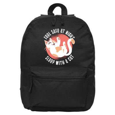Feel Safe At Night Sleep With A Cat 16 in Basic Backpack