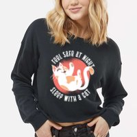 Feel Safe At Night Sleep With A Cat Cropped Pullover Crew