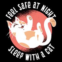 Feel Safe At Night Sleep With A Cat Cropped Pullover Crew