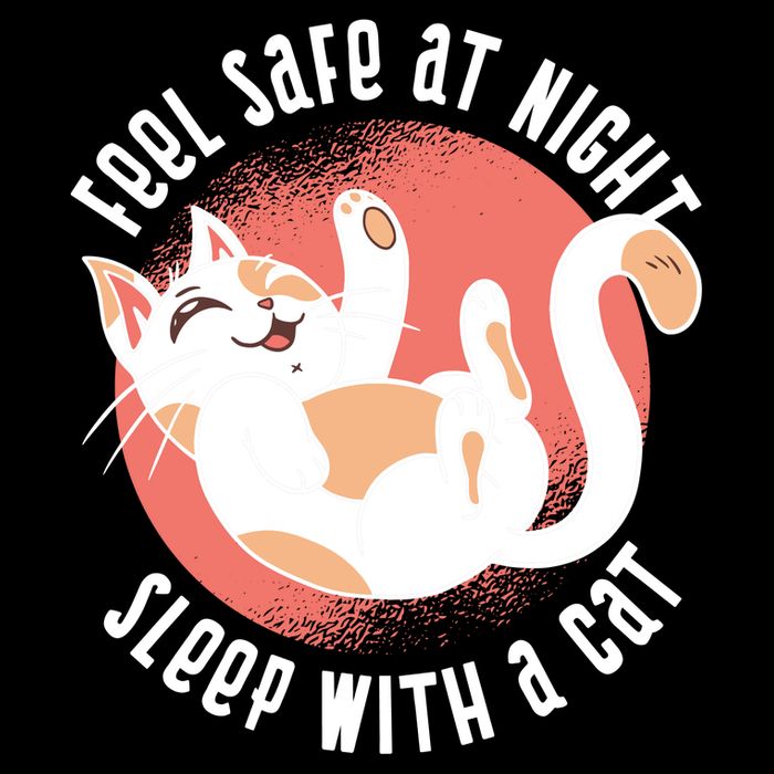 Feel Safe At Night Sleep With A Cat Cropped Pullover Crew