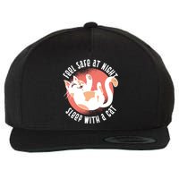 Feel Safe At Night Sleep With A Cat Wool Snapback Cap