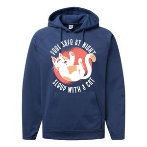 Feel Safe At Night Sleep With A Cat Performance Fleece Hoodie