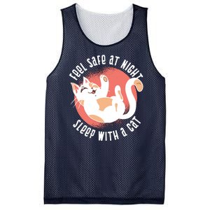 Feel Safe At Night Sleep With A Cat Mesh Reversible Basketball Jersey Tank