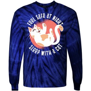 Feel Safe At Night Sleep With A Cat Tie-Dye Long Sleeve Shirt