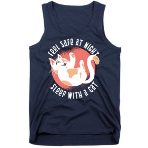 Feel Safe At Night Sleep With A Cat Tank Top