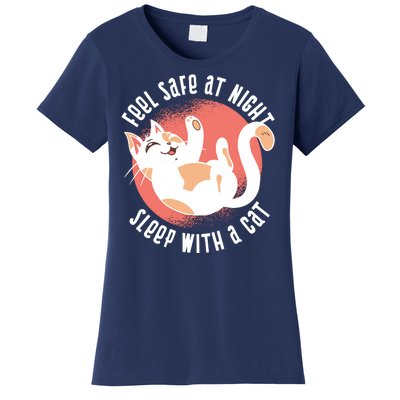 Feel Safe At Night Sleep With A Cat Women's T-Shirt