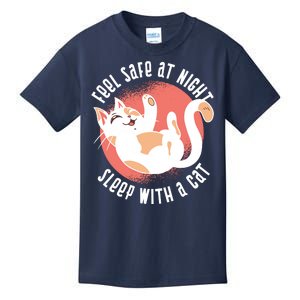 Feel Safe At Night Sleep With A Cat Kids T-Shirt