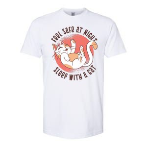 Feel Safe At Night Sleep With A Cat Softstyle CVC T-Shirt