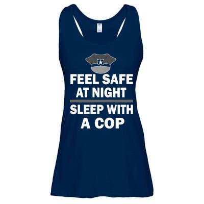 Feel Safe At Night Sleep With A Cop Ladies Essential Flowy Tank