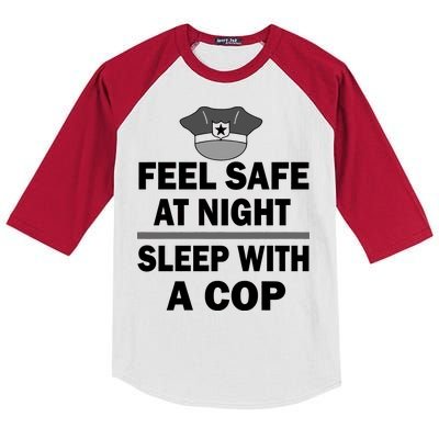 Feel Safe At Night Sleep With A Cop Kids Colorblock Raglan Jersey