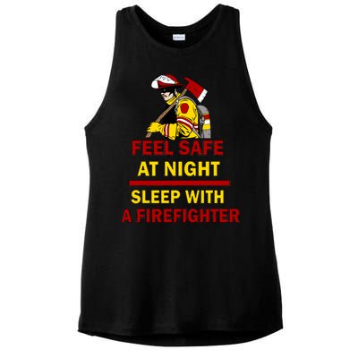 Feel Safe At Night Sleep With A Firefighter Ladies PosiCharge Tri-Blend Wicking Tank