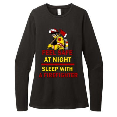 Feel Safe At Night Sleep With A Firefighter Womens CVC Long Sleeve Shirt